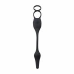 Evolved Novelties Plug & Tug Black – zestaw z wibrującym elementem i dwoma pierścieniami, silikon