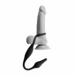 Evolved Novelties Plug & Tug Black – zestaw z wibrującym elementem i dwoma pierścieniami, silikon