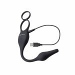 Evolved Novelties Plug & Tug Black – zestaw z wibrującym elementem i dwoma pierścieniami, silikon