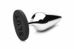 XR Brands Butt Slut Metal Plug – srebrny aluminiowy model z silikonową bazą, anatomiczny