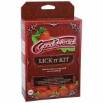 Doc Johnson GoodHead Zestaw Lick It Truskawkowy – pielęgnacja ust, żel, balsam, pierścień wibrujący