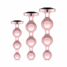 Rosy Gold Metal Butt Plug Set – zestaw 3 metalowych zatyczek rose gold z dekoracyjnym kryształem