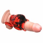 XR Brands Hell Hound Red – anatomiczny pierścień silikonowy z systemem rozciągającym, czerwony