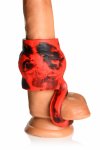XR Brands Hell Hound Red – anatomiczny pierścień silikonowy z systemem rozciągającym, czerwony