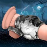 XR Brands Night Prowler – silikonowy pierścień z uchwytem, szary, anatomiczny model