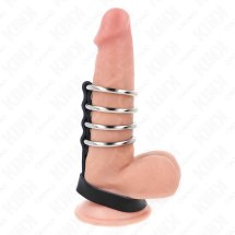 KINK Zestaw 4 metalowych pierścieni z paskiem skórzanym i zamkiem 3,8 cm – system ciśnieniowy