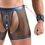 Svenjoyment Bondage komplet męski koszulka, spodnie, paski M czarno-niebieski wetlook