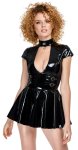 Black Level Vinyl Dress Ring L czarna sukienka z połyskiem i ringiem, regulacja talii