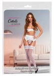 Cottelli LEGWEAR pończochy białe z szeroką koronką M 20 DEN, anatomiczne, certyfikat Oeko-Tex