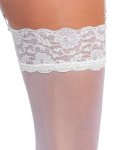 Cottelli LEGWEAR pończochy białe z szeroką koronką M 20 DEN, anatomiczne, certyfikat Oeko-Tex