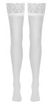 Cottelli LEGWEAR pończochy białe XL z szeroką koronką 20 DEN, Oeko-Tex, elastyczne