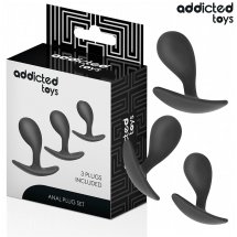 Addicted Toys Zestaw 3 zatyczek silikonowych, anatomiczne modele w różnych rozmiarach