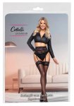 Cottelli LEGWEAR Pończochy czarne z koronką 20 den, komfortowe XL