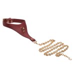 Captivate Obroża z łańcuchem Red/Gold, regulowana, skóra wege, dwa D-ringi