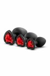 Blush Luxe Bling Plugs zestaw treningowy czarny z czerwonymi kryształami, 3 rozmiary