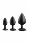 Blush Luxe Bling Plugs zestaw treningowy czarny z czerwonymi kryształami, 3 rozmiary