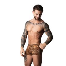 Male Power Ultimate Duo szorty S brązowy lew leopard z pierścieniem silikonowym – anatomiczny