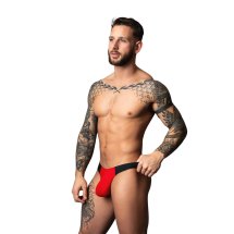 Male Power Bong Thong S/M czerwono-czarny micro mesh z anatomiczną kieszonką