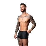 Male Power Snap Off Short XL czarny trunk z matowego spandexu, system zatrzasków