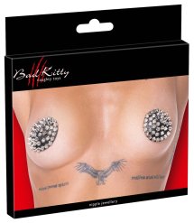 Bad Kitty ozdobne naklejki na ciało Spikes czarne 7 cm, imitacja skóry, metalowe kolce