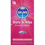 Skins Dots & Ribs Premium 16 szt. – prezerwatywy teksturowane, waniliowy zapach, wypustki i prążki