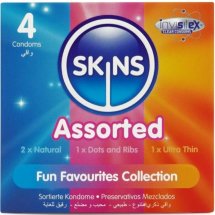 Skins Zestaw Prezerwatyw Premium Mix 4 szt. – różne warianty, tekstury i waniliowy aromat