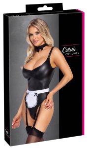 Cottelli COSTUMES – Kostium pokojówki Maid Body L, body z fartuszkiem i opaską na szyję