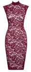 Cottelli LINGERIE sukienka koronkowa Bordeaux Red midi, stojkowy kołnierzyk L