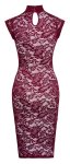 Cottelli LINGERIE sukienka koronkowa Bordeaux Red midi, stojkowy kołnierzyk L