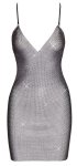 Cottelli PARTY Mini Sukienka S/M czarna, transparentna, kryształki, regulowane ramiączka