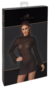 Noir Handmade Mini Sukienka S czarna, transparentna, brokat, rozkloszowany doł