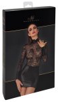 Noir Handmade Dress XL czarna, koronka, powerwetlook, marszczony kołnierz