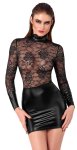 Noir Handmade Mini Sukienka M czarna, koronka, powerwetlook, choker, stojka