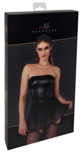 Noir Handmade Sukienka Mini S czarna, powerwetlook, szelki, tiulowa spodnica