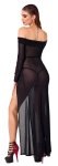 Noir Handmade Suknia Maxi XL czarna, transparentna, rozcięcie, dekolt Carmen