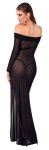 Noir Handmade Suknia Maxi XL czarna, transparentna, rozcięcie, dekolt Carmen