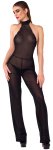 Noir Handmade Jumpsuit S Czarny Połyskujący cold shoulder z kryształkami i odkrytymi plecami