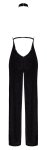 Noir Handmade Jumpsuit S Czarny Połyskujący cold shoulder z kryształkami i odkrytymi plecami