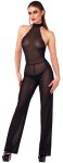 Noir Handmade Jumpsuit S Czarny Połyskujący cold shoulder z kryształkami i odkrytymi plecami