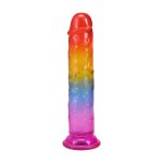 Doc Johnson Crystal Jellies 7 Rainbow elastyczny model 17,8 cm, kolorowy, bez ftalanów