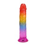 Doc Johnson Crystal Jellies 7 Rainbow elastyczny model 17,8 cm, kolorowy, bez ftalanów