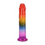 Doc Johnson Crystal Jellies Arcoiris elastyczny model 21,6 cm, wielokolorowy, anatomiczny