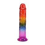 Doc Johnson Crystal Jellies Arcoiris elastyczny model 21,6 cm, wielokolorowy, anatomiczny