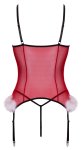 Cottelli Lingerie X-Mas Basque z koronką i piórami, czerwony L/XL, regulowane paski