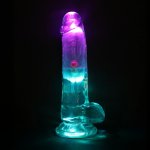 RealRock LED Transparent Model 15 cm – Wibrujący, przyssawka, podświetlenie LED