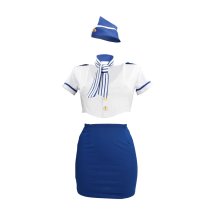 Svenjoyment Kostium Stewardessy Niebiesko-Biały S/M – komplet z apaszką i czapką