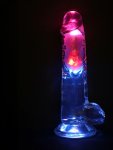 RealRock LED Wibrujący Model Anatomiczny z Przyssawką 20 cm Transparentny – tekstura, LED