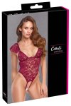 Cottelli Lingerie Body Pearls S – koronkowe body z perłowymi detalami, bordo, regulowane