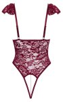 Cottelli Lingerie Body z perłowymi akcentami, bordowy, koronkowy, rozmiar M