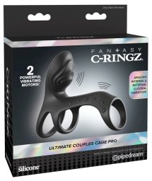 Fantasy C-Ringz Couples Cage Pro Black silikonowy system wibrujący z 2 silnikami